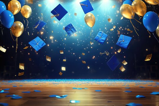 Luxurious background interior room with balloons, Beautiful decorative celebration concept. Generative AI