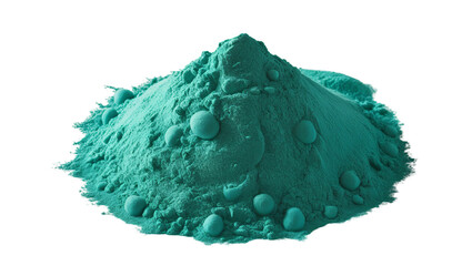 Organic spirulina powder isolated on white background