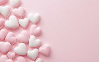 A delightful array of vibrant hearts scattered across a soft pink canvas, capturing the essence of love and warmth this Valentine's Day.