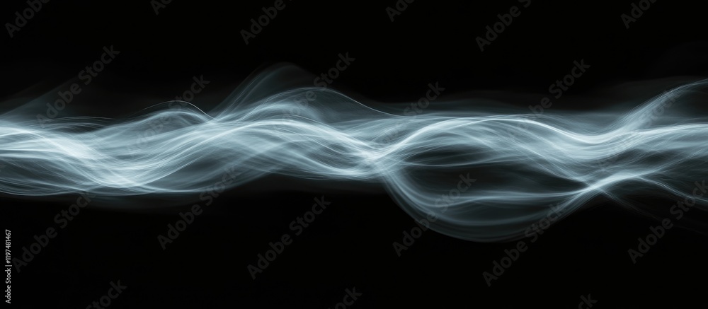 Aufkleber abstract light waves on a black background with smooth flowing lines and copy space for text inclusi