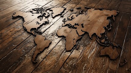 Global Exploration: A Wooden World Map