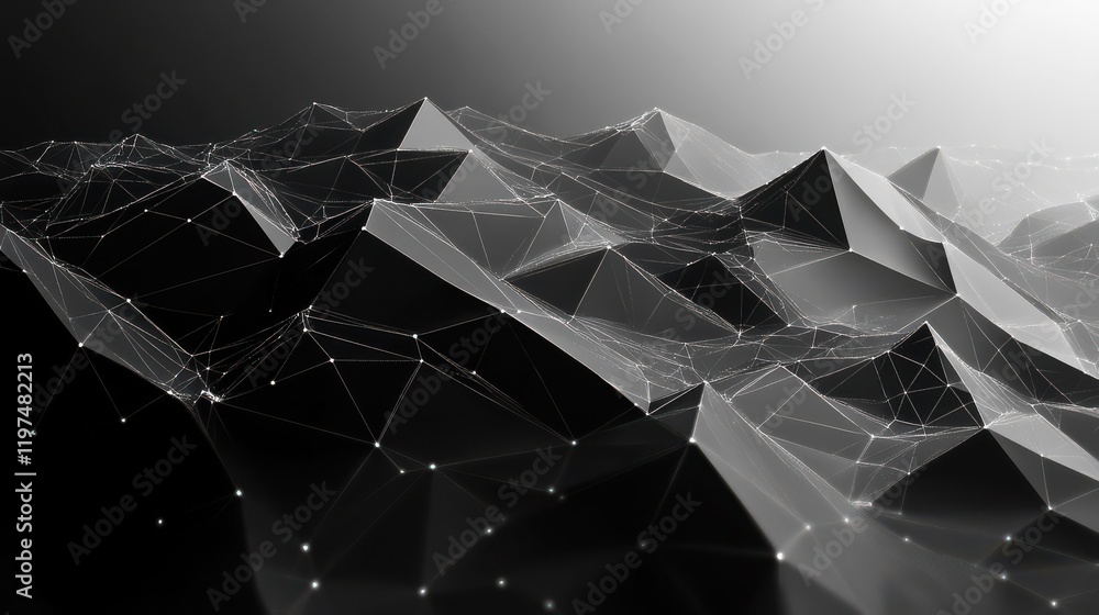 Poster abstract polygonal space. triangles with connecting dots and lines. background concept for your desi