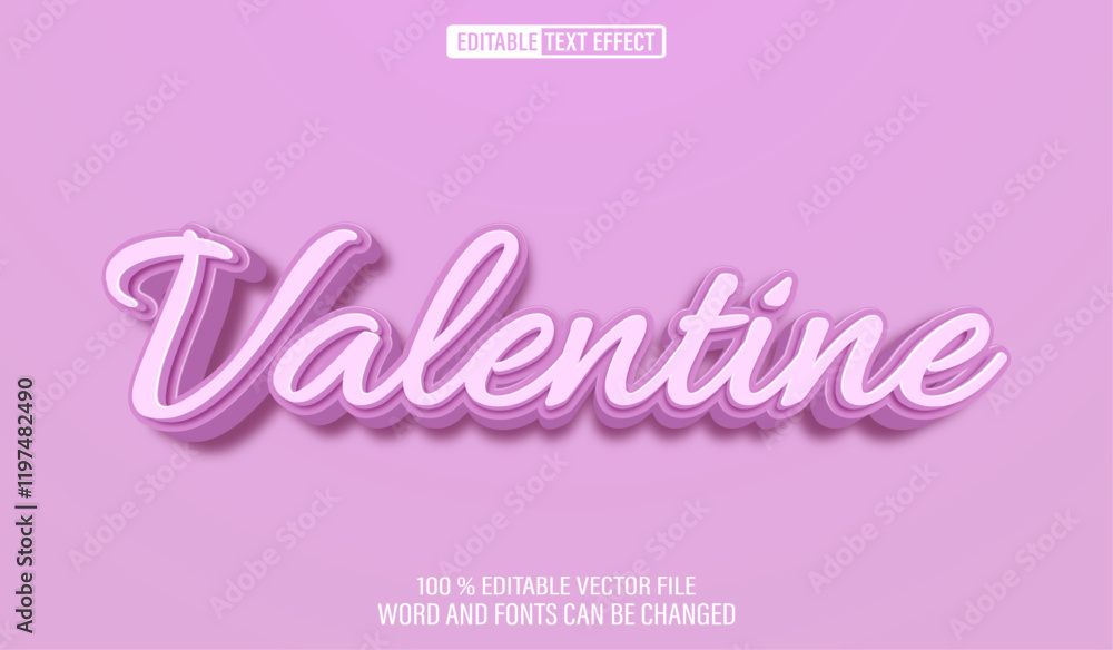 Poster editable 3d text style effect - valentine's day text effect template
