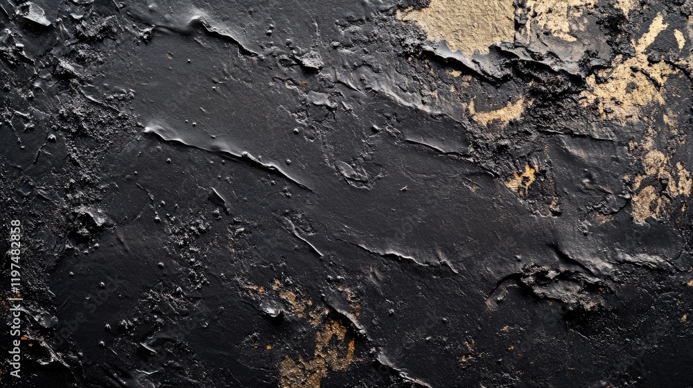Poster textured black and gold abstract background with rough surface details and copy space for design pro