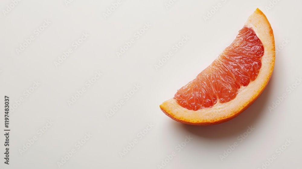Poster fresh grapefruit slice on a white background with ample copy space for text placement and design ele
