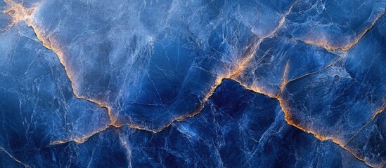 Blue marble texture background with intricate veining and glowing edges, ideal for backgrounds and design elements, Copy Space available.