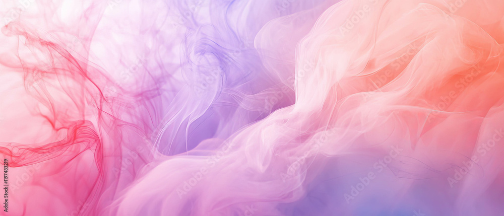 Poster dynamic smoke trails creating abstract patterns in vibrant colors over a blurred background
