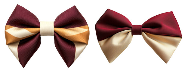Elegant Burgundy and Gold Bows on Transparent Background
