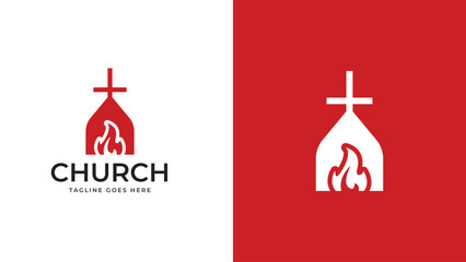 Chruch fire icon logo sign vector design illustration 