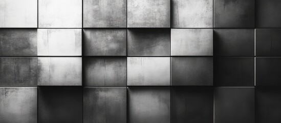 Abstract monochrome wall texture with rectangular blocks in varying shades of gray Copy Space