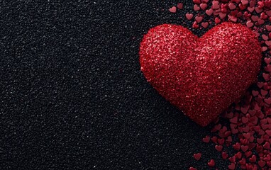Obraz premium A radiant red heart shines brightly, enveloped by a flurry of tiny hearts, symbolizing love and affection on this enchanting Valentine's Day.