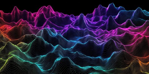 Obraz premium Aurora borealis-inspired wave lines with shifting colors.