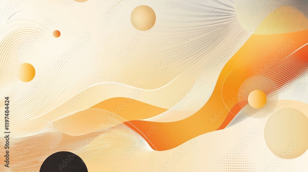 Aufkleber a modern abstract background featuring flowing lines and circles in warm tones.