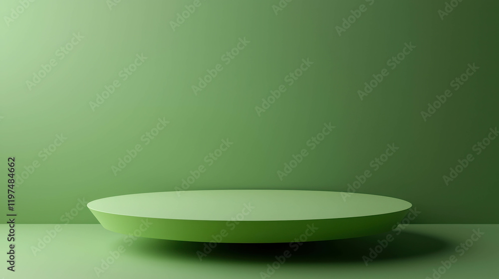Poster simple 3d rendered platform for product display in minimalist green background
