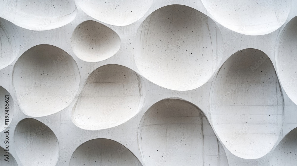 Aufkleber abstract textured wall with circular depressions in white concrete showcasing modern architectural d