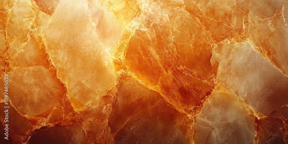 Poster close-up of translucent orange onyx stone texture with natural patterns and formations ideal for bac