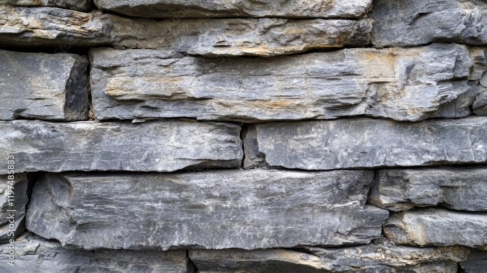 Poster textured gray stone wall with natural patterns and crevices suitable for background use and copy spa