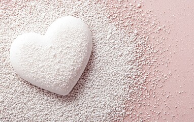 Fototapeta premium A delightful heart-shaped sugar sits gracefully on a soft pink surface, radiating sweetness and love, perfect for celebrating romance on Valentine's Day.