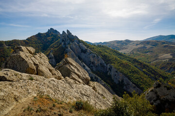 Landscape of Castelmezzano in the Dolomites in the heart of the Basilicata region, Italy