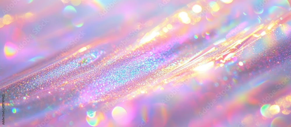 Aufkleber iridescent holographic texture with colorful light reflections on a smooth surface copy space