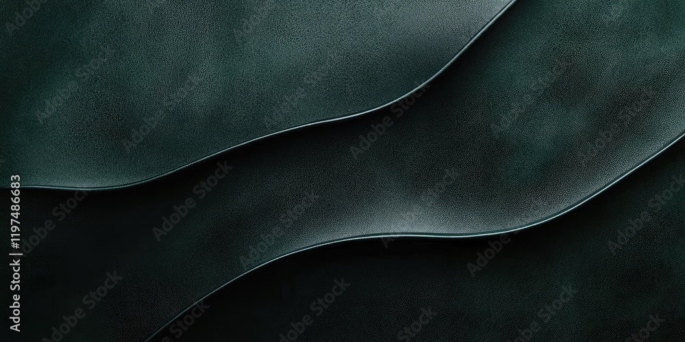 Poster dark textured leather background with smooth wavy lines and gradients copy space