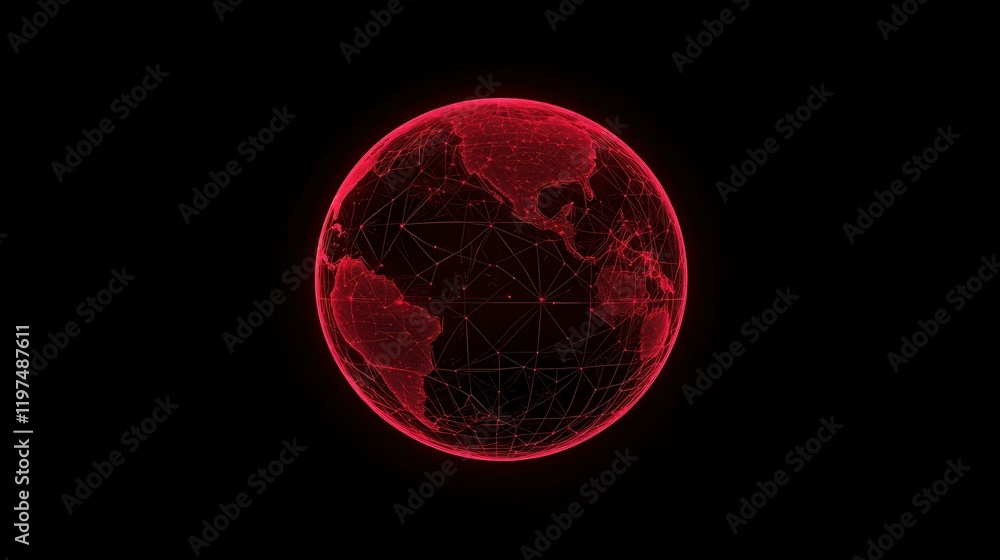 Poster technology image of globe. abstract polygonal shapes. background with connecting dots and lines. gra