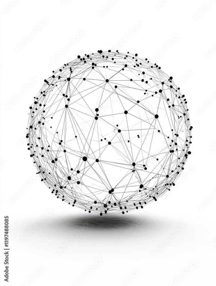 Poster dimensional lattice sphere vector abstraction, 3d polygonal design abstract shape isolated over whit