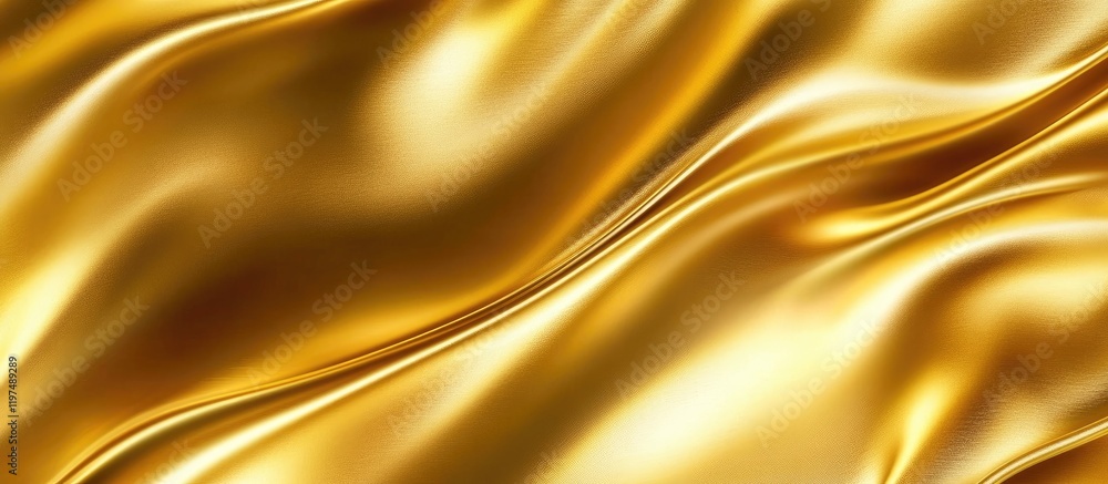 Aufkleber golden silk fabric texture with flowing waves and reflections ideal for backgrounds and design eleme