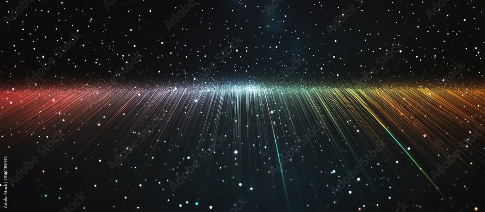 Aufkleber abstract cosmic background with light rays and stars in a dark space environment featuring copy spac