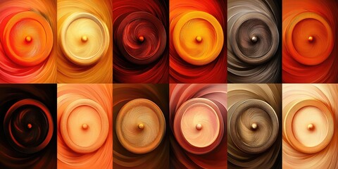 Collage of spirals and gradients for a hypnotic effect.