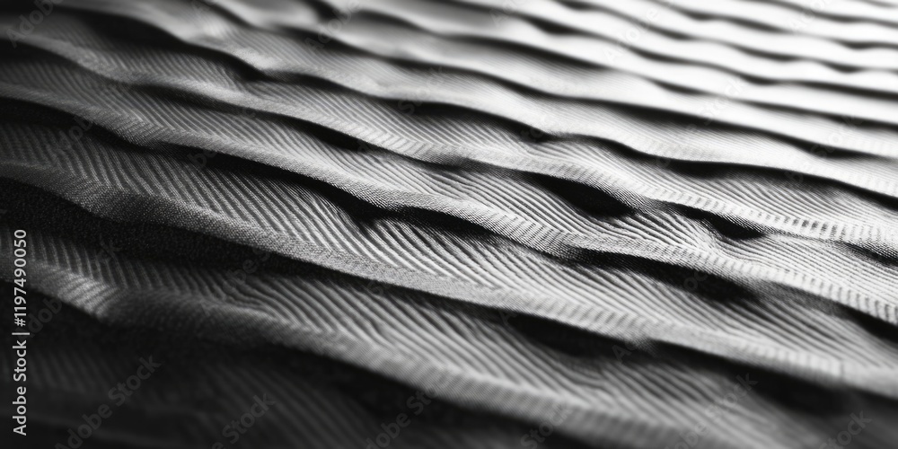 Poster abstract texture of layered wavy surfaces in monochrome black and white with copy space for text