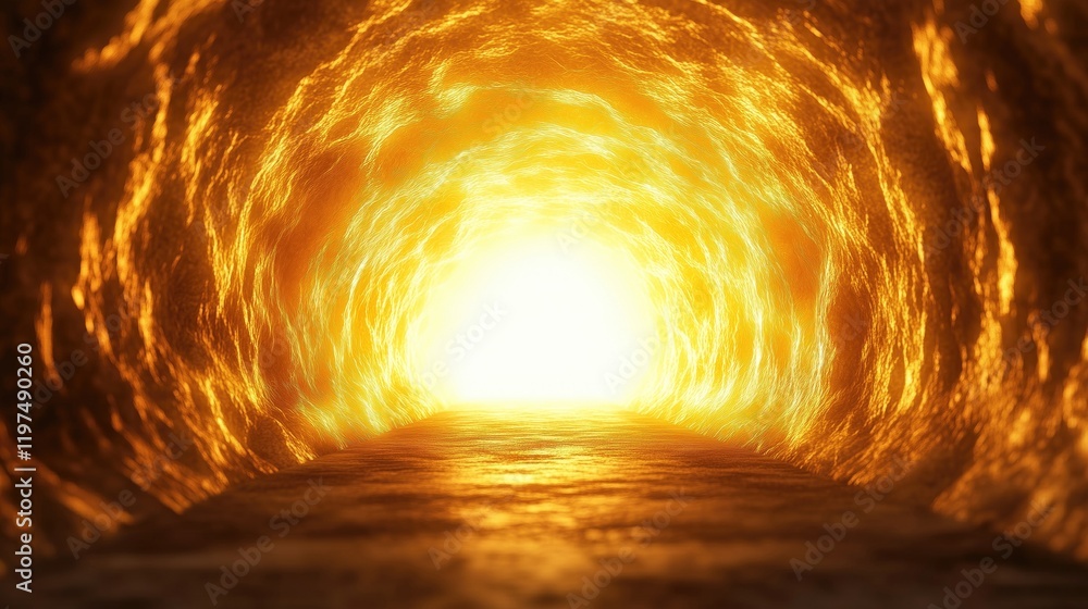 Aufkleber a glowing tunnel with a bright light at the end, creating a warm and inviting atmosphere.