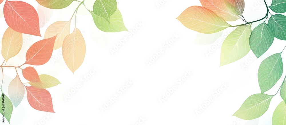Poster colorful autumn leaves frame with light background and ample copy space for text or design elements