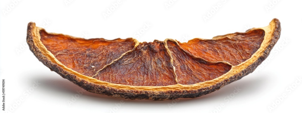 Poster dried orange slice on white background with copy space for text or design elements
