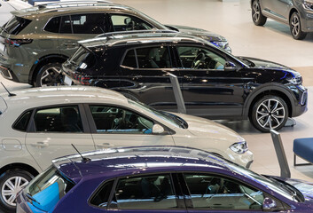 Car dealership selling new cars store showroom