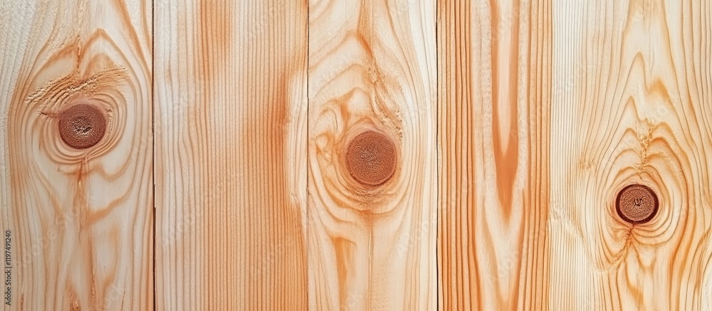 Poster close-up of light wood planks with knots and grain pattern in natural colors ideal for textured back