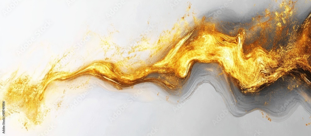 Aufkleber abstract golden wave design with fluid shapes and smooth gradients on a light background featuring c