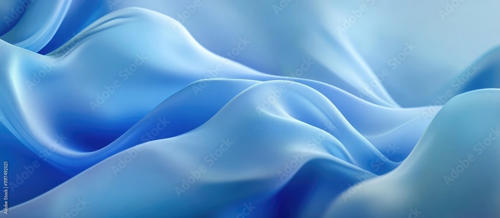 Poster smooth flowing blue silk fabric texture with soft waves and gentle folds ideal for backgrounds and d