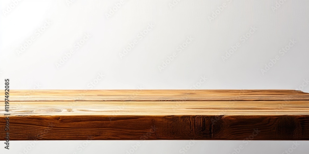 Poster wooden tabletop with natural grain texture and neutral background with copy space for text placement
