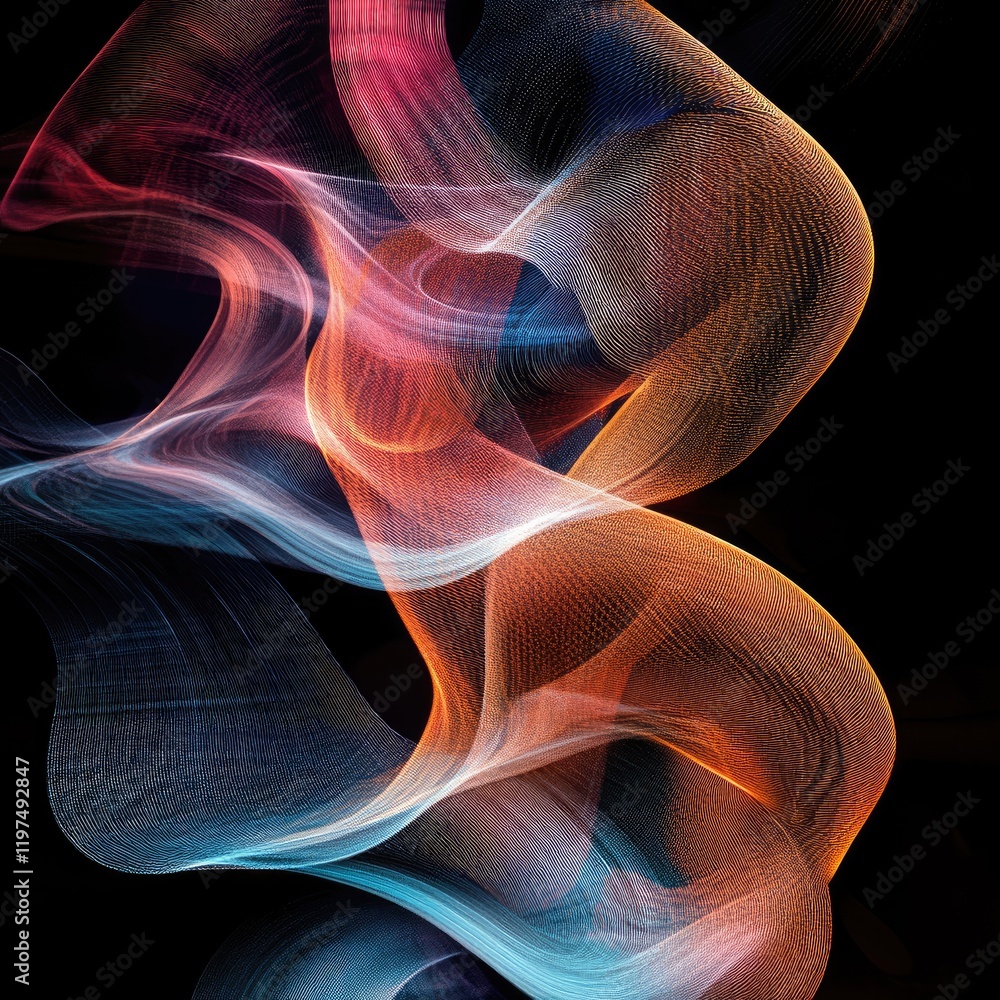 Aufkleber abstract colorful smoke patterns on a black background with flowing curves and soft textures copy sp
