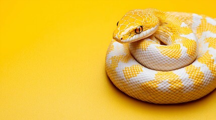 Obraz premium Yellow Snake on Bright Yellow Background
