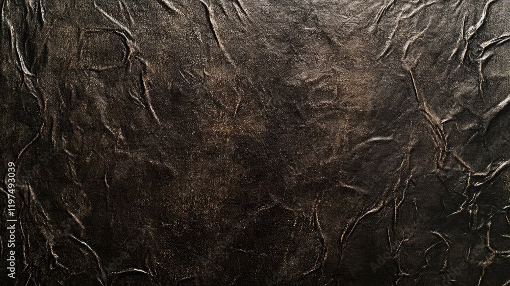Poster textured black leather background with a wrinkled and distressed appearance suitable for various des