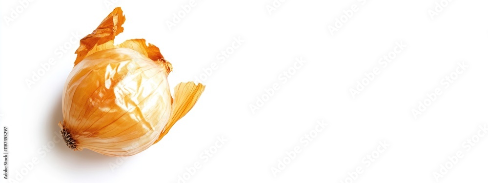 Poster fresh onion isolated on white background with copy space for text placement