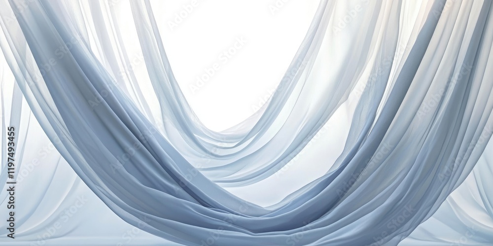 Poster translucent flowing fabric drapes in soft hues with ample copy space for text placement