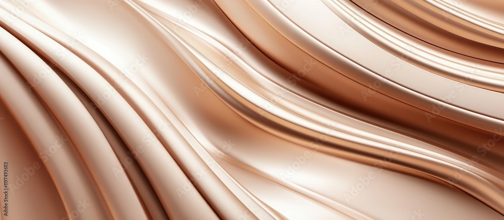 Poster smooth flowing silk fabric texture in warm beige tones with soft waves and copy space for text place