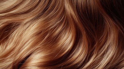 Naklejka premium Healthy shiny wavy hair texture in rich auburn tones with Copy Space for text placement suitable for beauty and haircare promotions.
