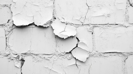 Cracked White Wall Texture with Peeling Paint and Weathered Surface