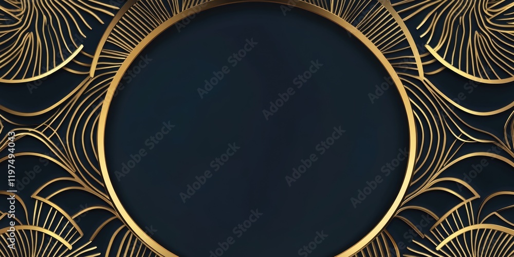 Poster elegant gold art deco frame with dark background and copy space for text display or advertisement us