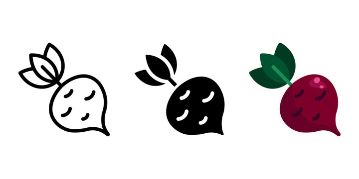 Beetroot red icon. Radish color sign. Sugar beet symbol. Root vegetable illustration. Healthy eating and dieting pictogram.