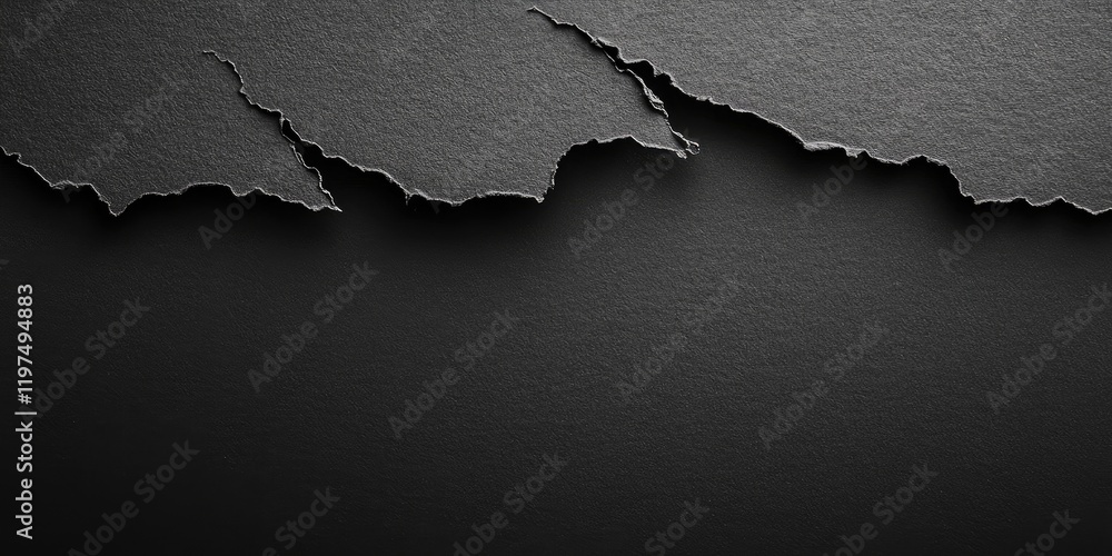 Poster dark textured background with torn paper edges revealing a smooth surface underneath suitable for gr